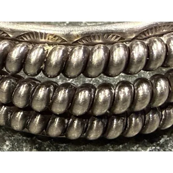 Vtg Navajo Made Sterling Silver Triple Row Twisted Cuff Bracelet 101g Unisex - Picture 2 of 7